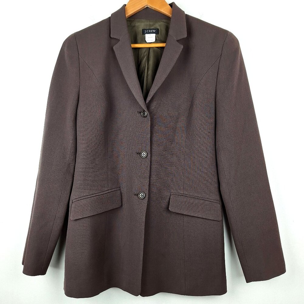 100% Wool Womens Blazer Size 6.  Mocha Brown Made in Japan Lined Vintage J Crew